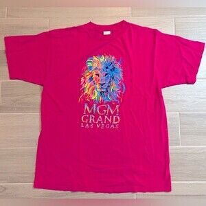 Vintage 1993 MGM Grand Las Vegas T Shirt Men’s XL Pink